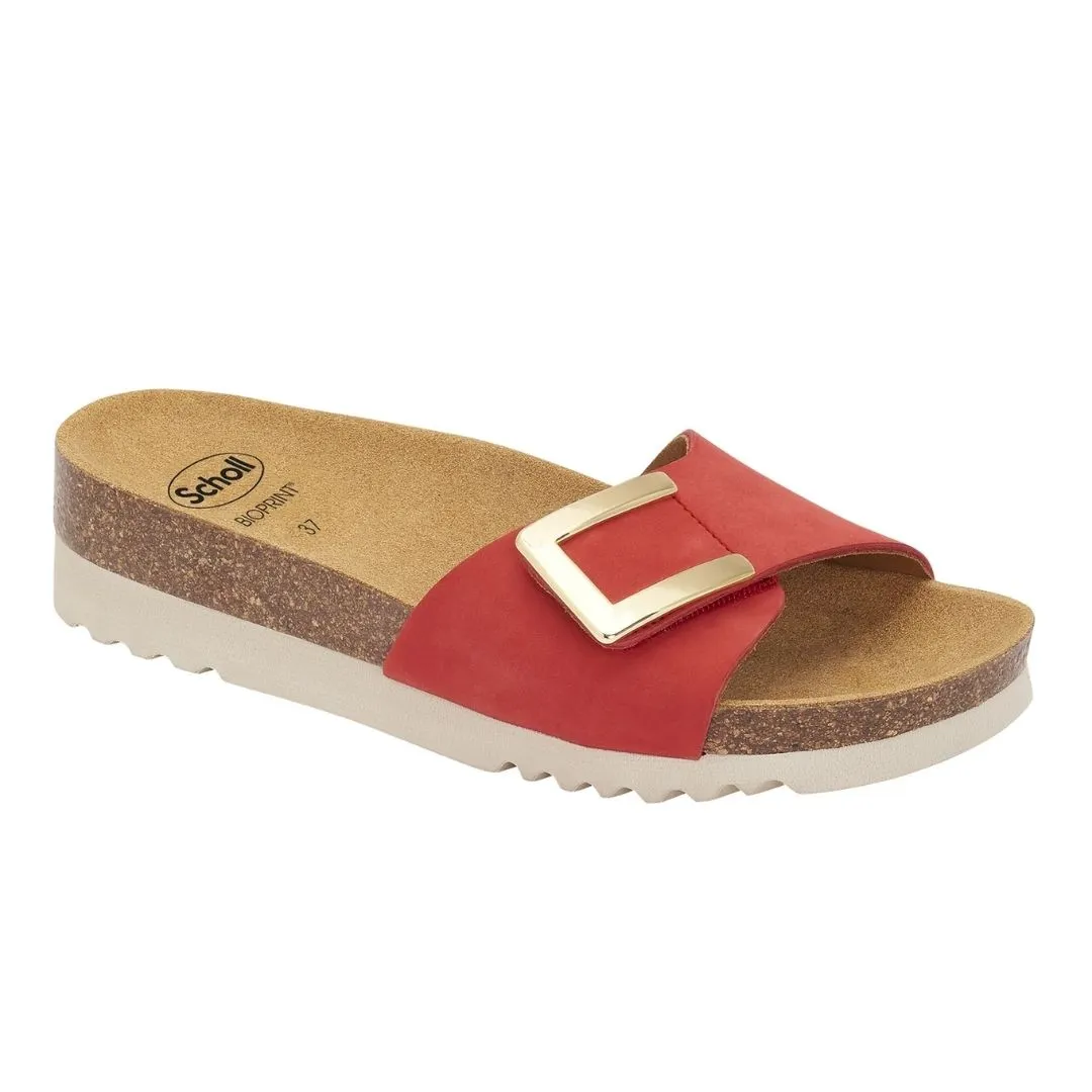 Scholl Lareth Ciabatta Donna In Microfibra, Colore Bordeaux, Tacco 40mm, Con Plantare Bioprint, Taglia 37